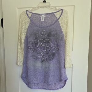 Signature Lavender and Cream Long Sleeve Top
